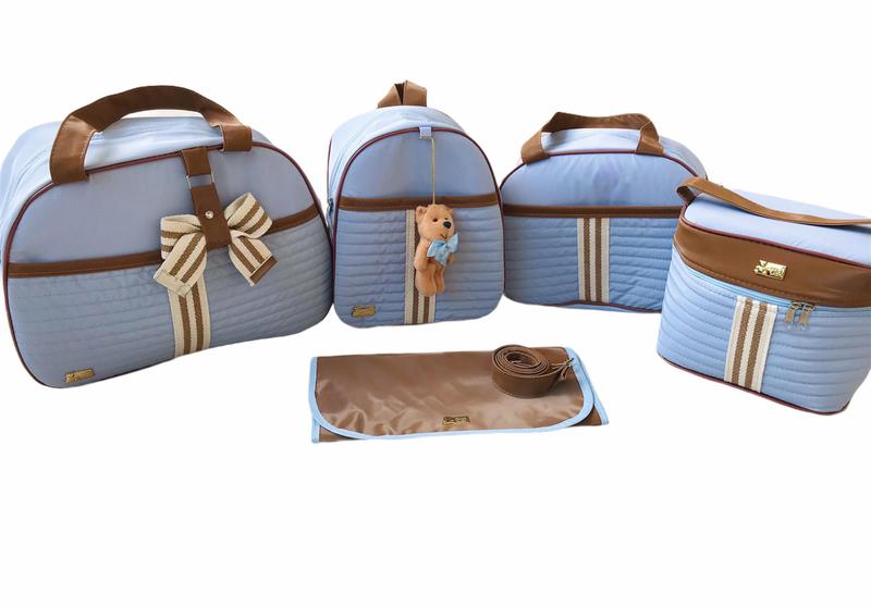 Imagem de Bolsa Maternidade Kit Completo 5 Peças material sintético Azul