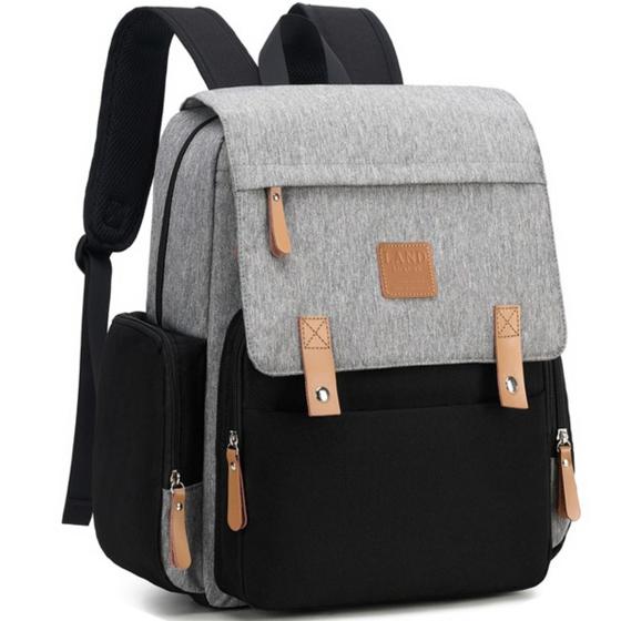 Imagem de Bolsa maternidade land luxury cor cinza e preto com trocador