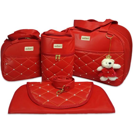 Imagem de Bolsa Maternidade Mala Bebê Menina Menino Coleção Pérola Kit 4 Peças - Térmico Impermeável