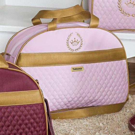 Imagem de Bolsa Maternidade Puppi Coroa Rosa e Dourado G