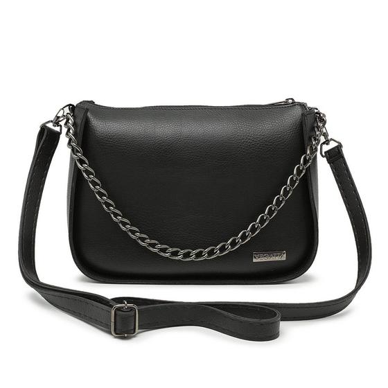 Imagem de Bolsa Média Crossbody Transversal Alça Ajustável Corrente Preto