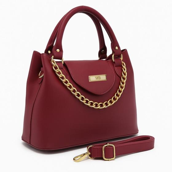Imagem de Bolsa Média Feminina Detalhes De Corrente Com Alça Transversal E Divisórias