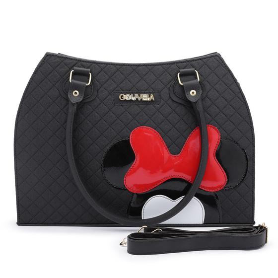 Imagem de Bolsa Media Feminina Moda Casual Com Divisórias Alça Removível e Ajustável Com Detalhe da Minnie