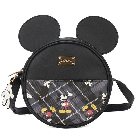 Imagem de Bolsa Mickey Orelhas Bmk78595 Redonda Pequena Xadrez