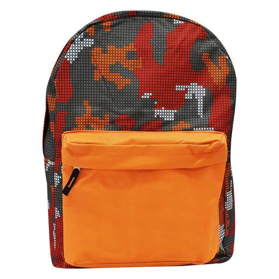 Imagem de Bolsa Mochila Escolar Geométrica Tricolor Laranja Masculina