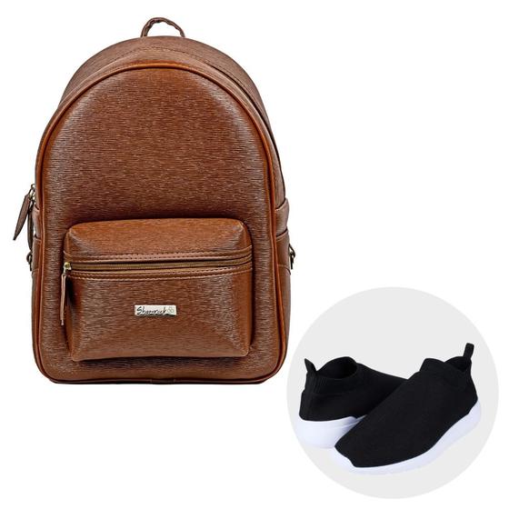 Imagem de Bolsa Mochila Feminina Luxo + Tênis Super Leve Confortável