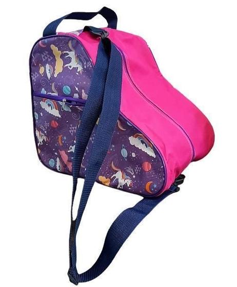 Imagem de Bolsa Mochila Unicórnio Detalhe Rosa Pink Patins Quad Inline