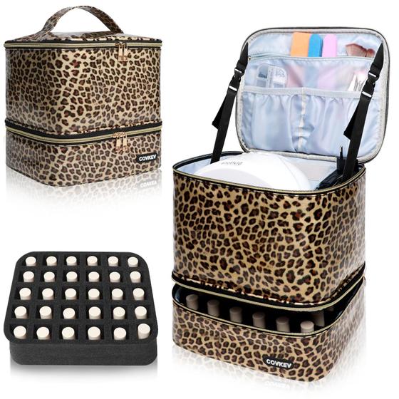 Imagem de Bolsa Organizadora de Esmaltes Covkev - Couro PU - Capacidade para 30 Garrafas