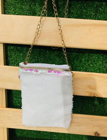 Imagem de Bolsa Paetês Transversal Alça Dourada Fechamento Com Ziper 7006