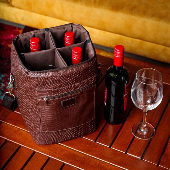 Bolsa Para 4 Garrafas Porta Vinho Wine Bag Cooler Cerveja Gin Champanhe ...