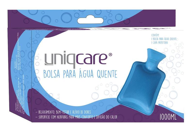 Imagem de Bolsa para Água Quente com Capa para Dores Reumáticas Azul Uniqcare