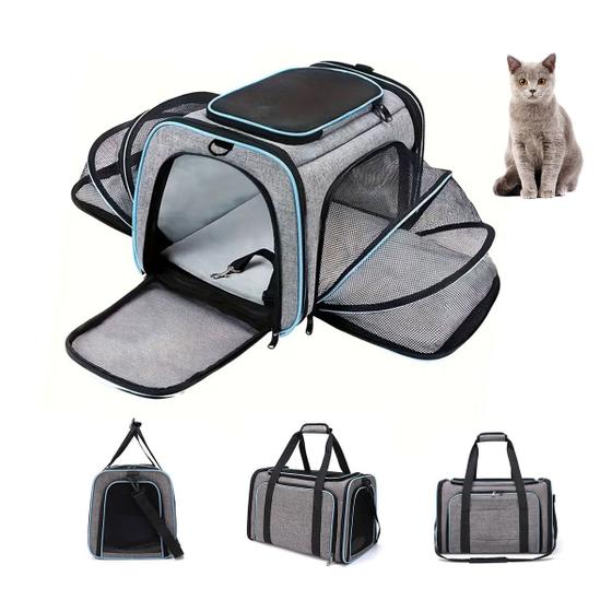 Imagem de Bolsa para Cao Gato Cachorro Pet Transporte Expansivel Animal de Estimaçao Pequeno Porte Carro Aviao Onibus Seguro Confortavel Passeio Lazer