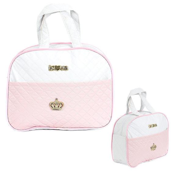 Imagem de Bolsa para Enxoval Meninas Rosa e Branco p Boneca Reborn