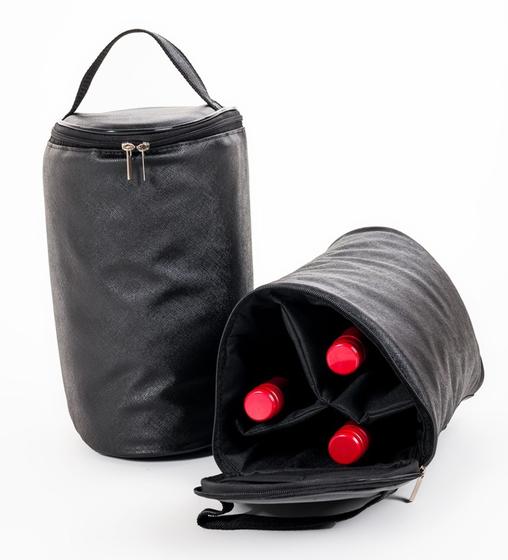 Imagem de Bolsa Para Transporte De Vinhos 3 Garrafas Ideal Para Malas - PV3 - PRETO LISO