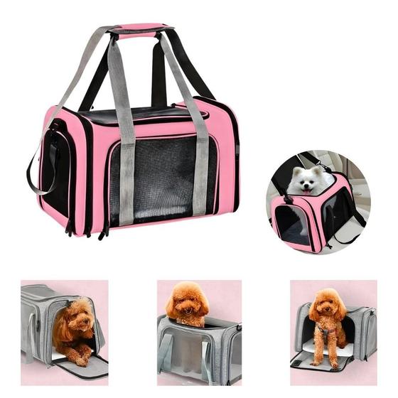 Imagem de Bolsa para Transporte Rosa Confortável com Alças Ajustáveis