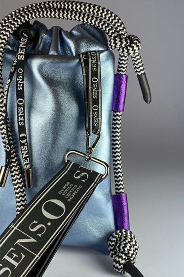 Imagem de Bolsa pequena Bag Pocket para celular Couro Legítimo metalizado Curaçau
