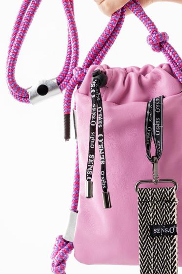 Imagem de Bolsa pequena Bag Pocket para celular Couro Legítimo Rosa Barbie