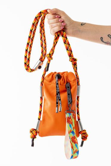 Imagem de Bolsa pequena Bag Pocket para celular Couro Legítimo Toque de Seda Orange