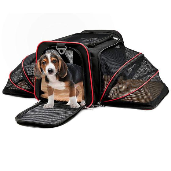 Imagem de Bolsa Pet para Transporte Cachorro Gatos Expansível Viagem Avião Vermelha