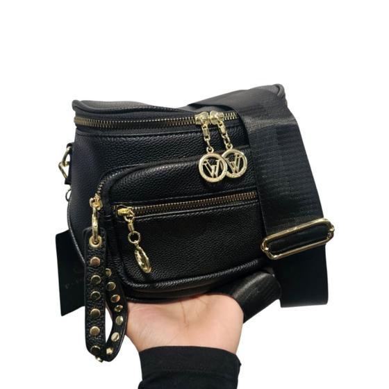 Imagem de Bolsa Pochete Feminina Transversal Preto Estilosa Moda 2024