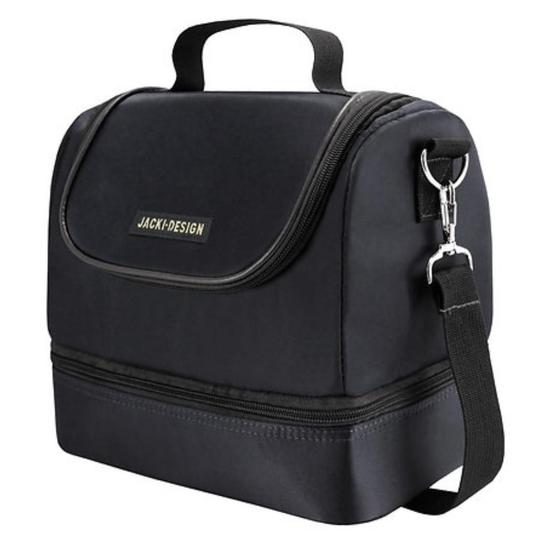 Imagem de Bolsa Portátil Com Isolamento Térmico Fitness Preta Lisa Com 2 Compartimentos