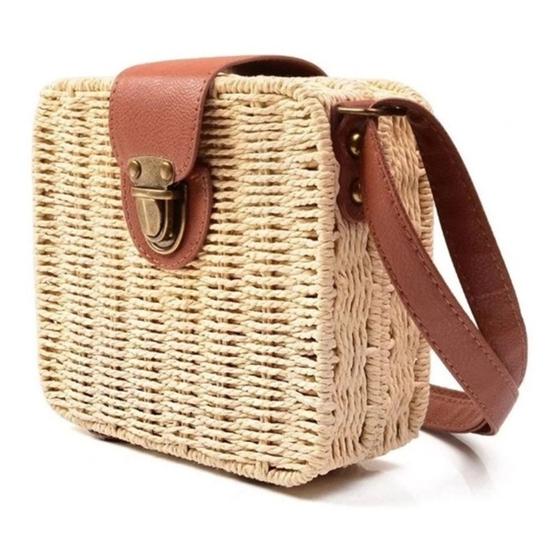 Imagem de Bolsa Quadrada Feminina Palha Sintética Moda Praia BL-086