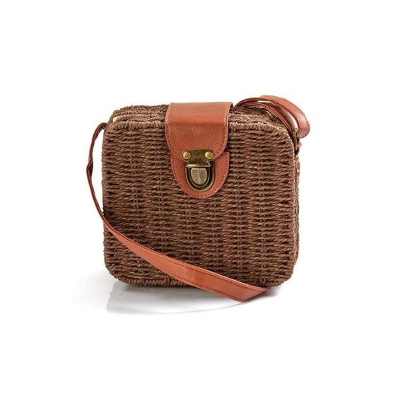 Imagem de Bolsa Quadrada Feminina Palha Sintética Moda Praia BL-086