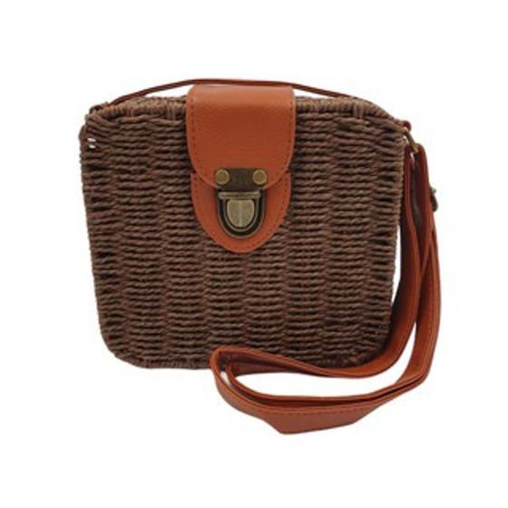 Imagem de Bolsa Quadrada Feminina Palha Sintética Moda Praia BL-086