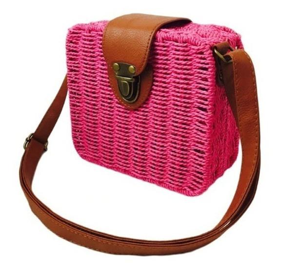 Imagem de Bolsa Quadrada Feminina Palha Sintética Moda Praia