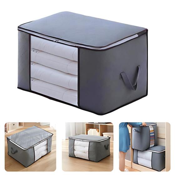 Imagem de Bolsa Saco de armazenamento com fecho dobravel Organizador Edredom Casaco Cobertor Roupas Toalha Caixa Guarda Roupa Closet Armário Com Tampa