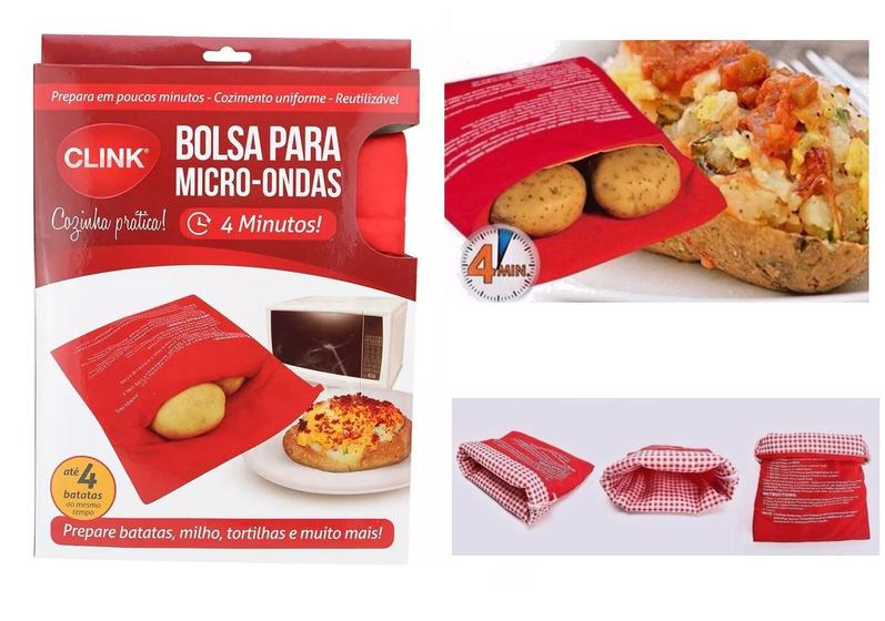 Imagem de Bolsa saco especial para assar batatas no micro-ondas