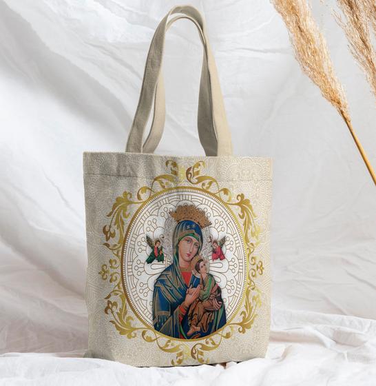 Imagem de Bolsa Sacola Artesanal de Tecido Nossa Senhora do Perpétuo Socorro