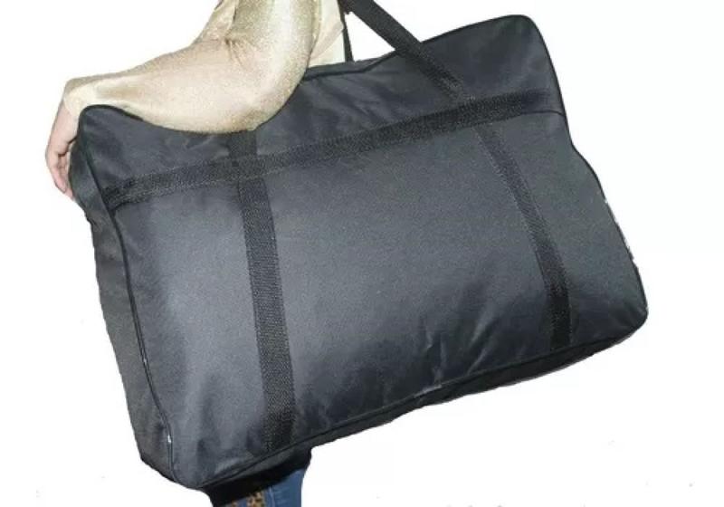 Imagem de Bolsa sacola viagem dobrável poliéster resistente forte mudança tamanho médio preta cod 3600