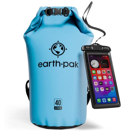 Imagem de Bolsa seca impermeável Earth Pak Roll Top Mochila 10L azul claro