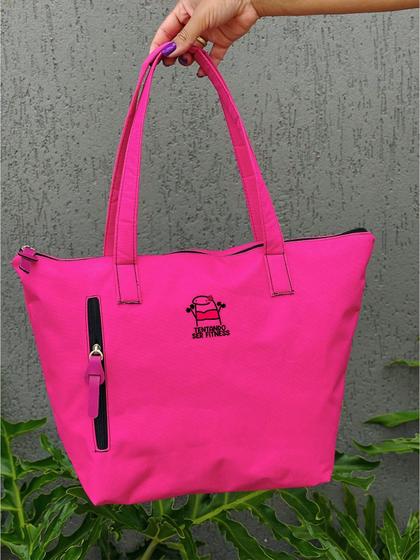 Imagem de Bolsa Shopper Nylon TENTANDO SER FITNESS de Ombro Clean Esportiva Academia Bags Gym Masculino Feminino Ziper Vertical Frontal Resistente Treino Crossb