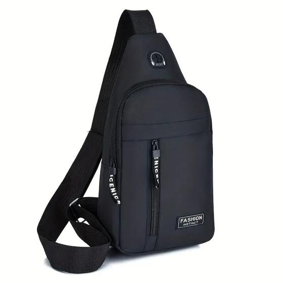 Imagem de Bolsa Shoulderbag Masculina Transversal De Lado Preto