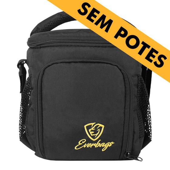 Imagem de Bolsa Térmica Compacta Emborrachada Preta Logotipo Dourado