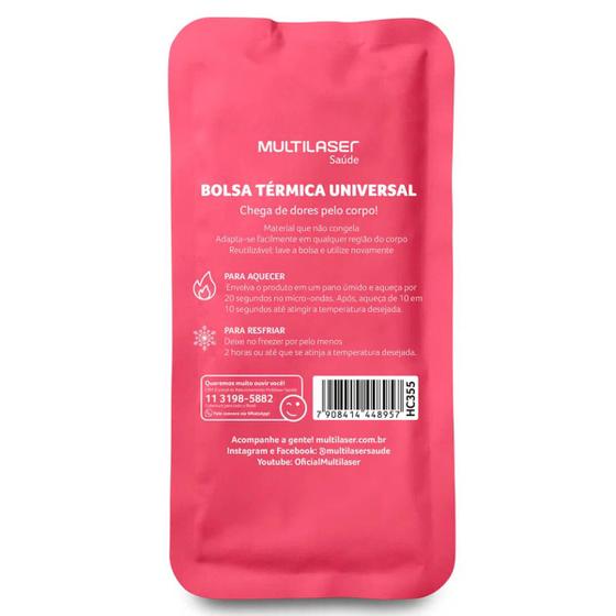 Imagem de Bolsa Térmica Em Gel Rosa Para aquecer ou resfriar Material não congela Multilaser - HC355