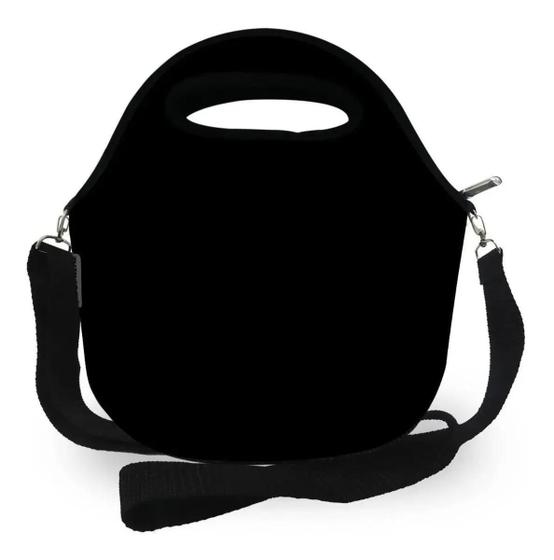 Imagem de Bolsa Térmica Feminina Lancheira Neoprene Preto Liso Marmita