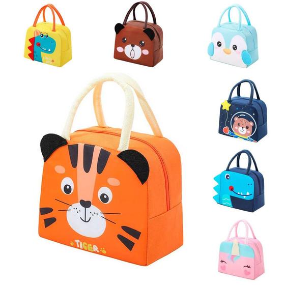 Imagem de Bolsa Térmica Infantil Lancheira escolar Marmita C/ Alça Estampas Animais 3D Menino Menina - Armarin