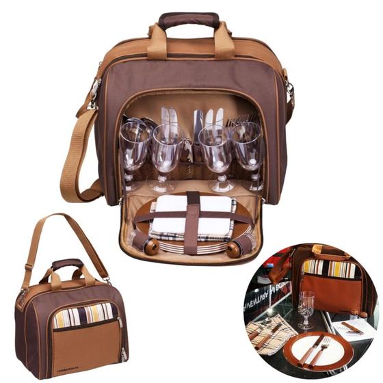Bolsa Termica Kit Picnic com Acessorios para 4 Pessoas Guepardo Bolsa Térmica Magazine Luiza