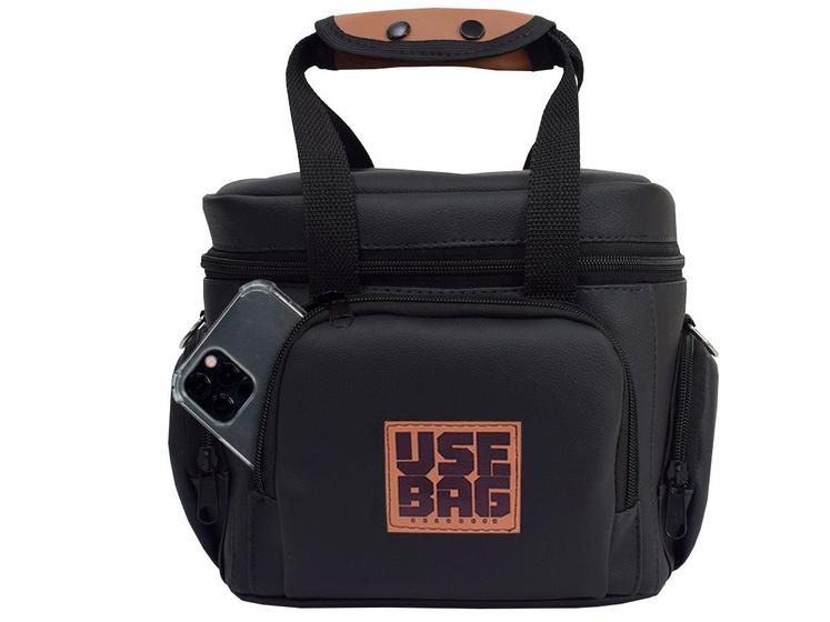 Bolsa Térmica Marmita Fitness Fit Lancheira Black Luxo Couro Use Bag