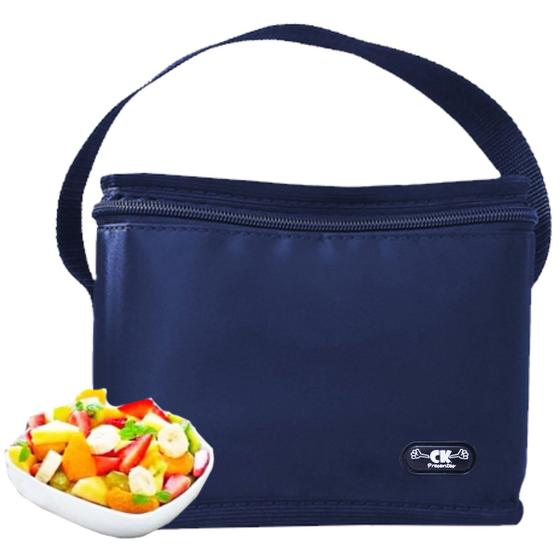 Imagem de Bolsa Térmica Masculina Pequena para Marmita Alimentos Frescos e Refrigerados Azul Marinho