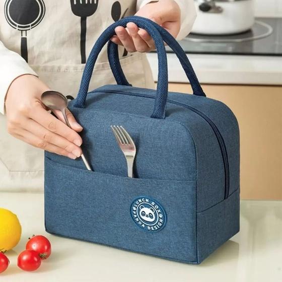 Imagem de Bolsa Termica Necessaire Portatil Lancheira Dobravel Organizadora Bolso Externo Semi-Impermeavel com Alça