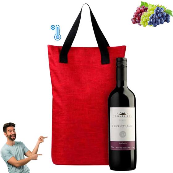 Imagem de Bolsa Térmica Para Vinho Sacola Portátil Wine Bag Porta 2 Garrafas