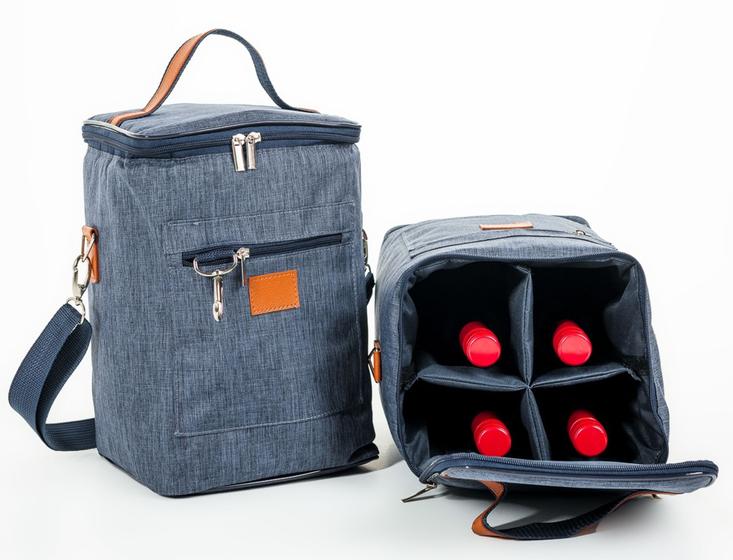 Bolsa Térmica Porta Vinho 4 Garrafas ou 2 Garrafas e 2 Taças - Pronta ...