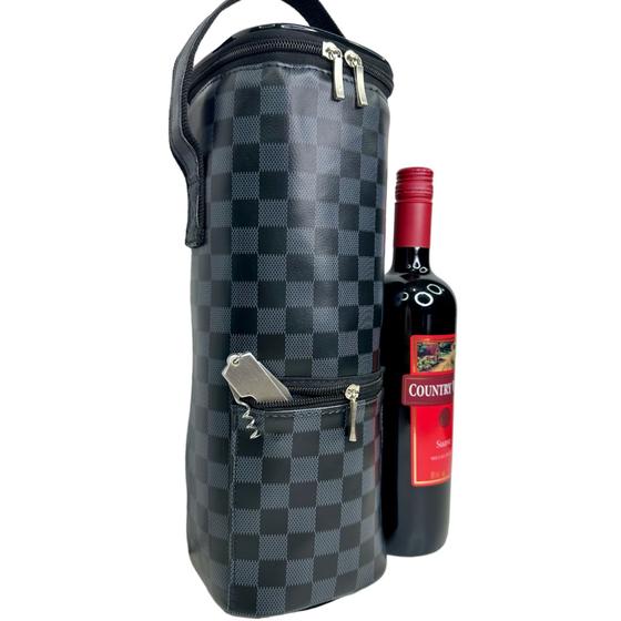 Imagem de Bolsa Térmica Porta Vinho Garrafa de Bebidas Frasqueira Reforçada Premium - PV1 - GRAY