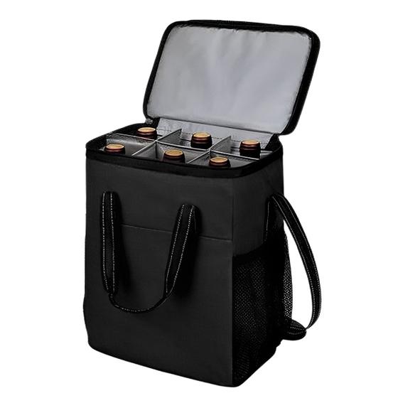 Imagem de Bolsa Térmica Porta Vinho Wine Bag Para Bebidas Garrafas Taças Com Alça Premium