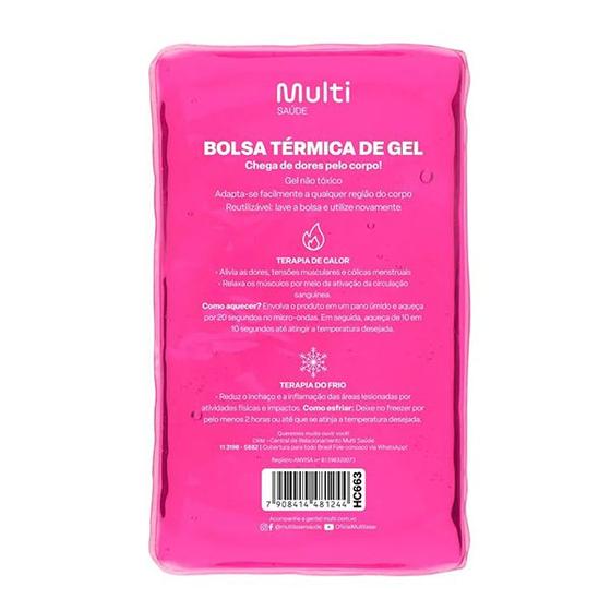 Imagem de Bolsa Térmica Transparente em Gel Rosa (Tam. G) - Multilaser Saúde