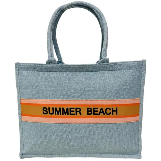 Imagem de Bolsa Tote Azul Feminina Verão Praia Piscina Summer Beach Casual